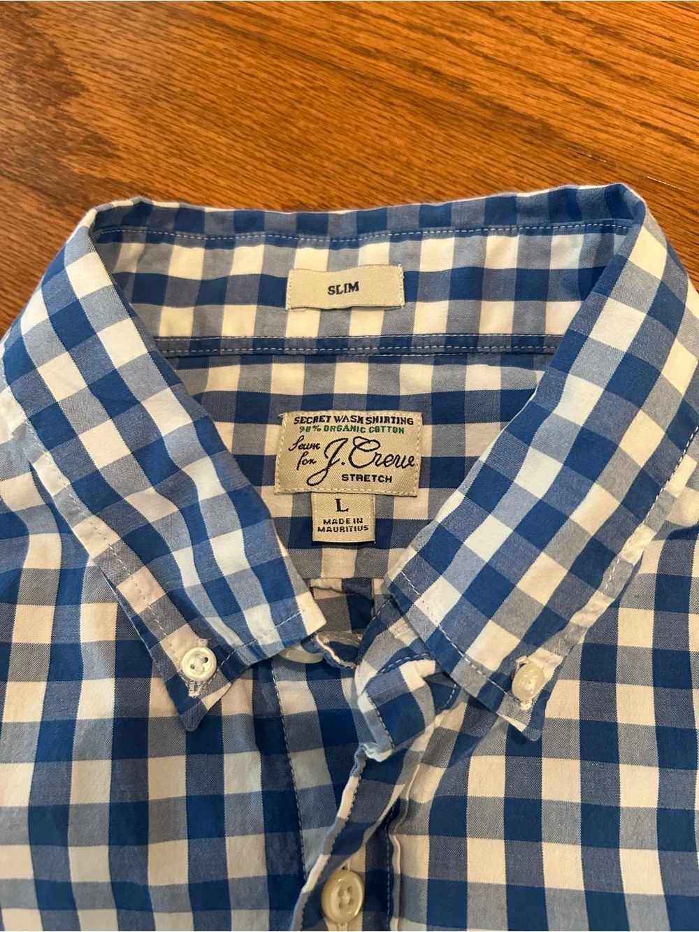 J. Crew|Slim Fit|Blue White|Gingham|Button-Down Shirt|Large